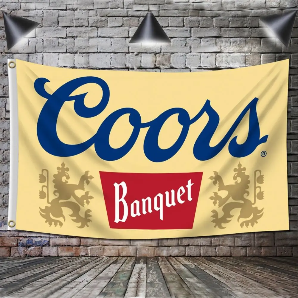 Фото Ретро-баннер Coors Banquet Beer для паба, декор для бара, настенное искусство, винтажная реклама пивоварни, флаг для мужской комнаты или спортивного бара №2
