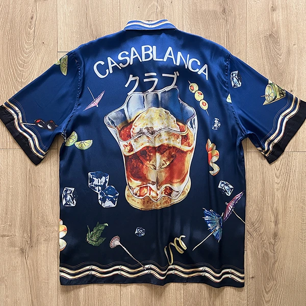 

Новая рубашка в стиле хип-хоп для мужчин и женщин, голубая шелковая рубашка В Гавайском пляжном стиле для мужчин, для Парижа, спортзала