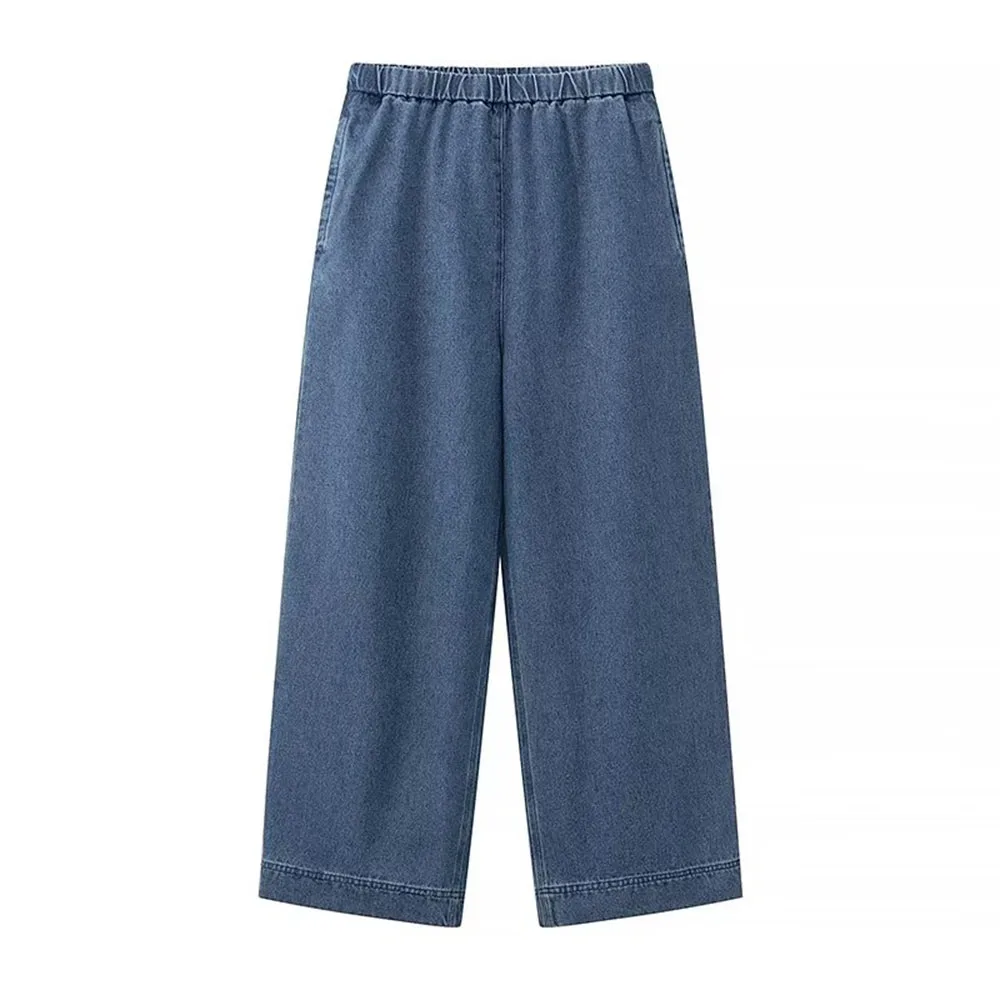 

Женские свободные джинсы в стиле ретро, повседневные широкие брюки с высокой талией и боковым карманом, лето 2023