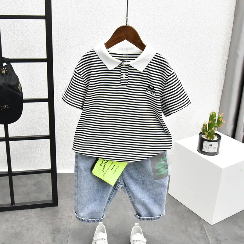 

Child Boys Clothing Outfit Children Clothes Suits Casual Sport Cotton Stripe POLO Shirts+Pants 2Pcs/Sets Kid Tracksuits 2-6T