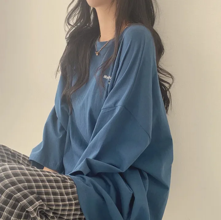 Летняя свободная облегающая футболка с длинным рукавом женские топы футболки в