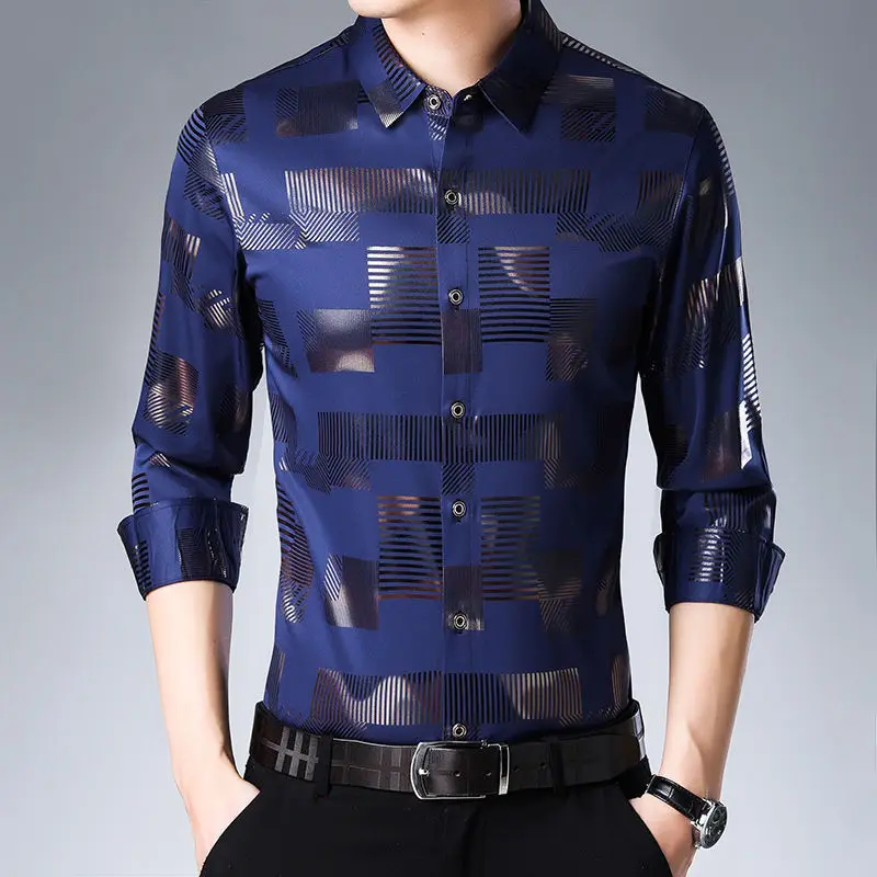 

Spring Autumn 2022 New Brand Shirts for Men Clothing Korean Fashion Style Slim Fit Long Sleeve Shirt Men Casual Clothes Men W150