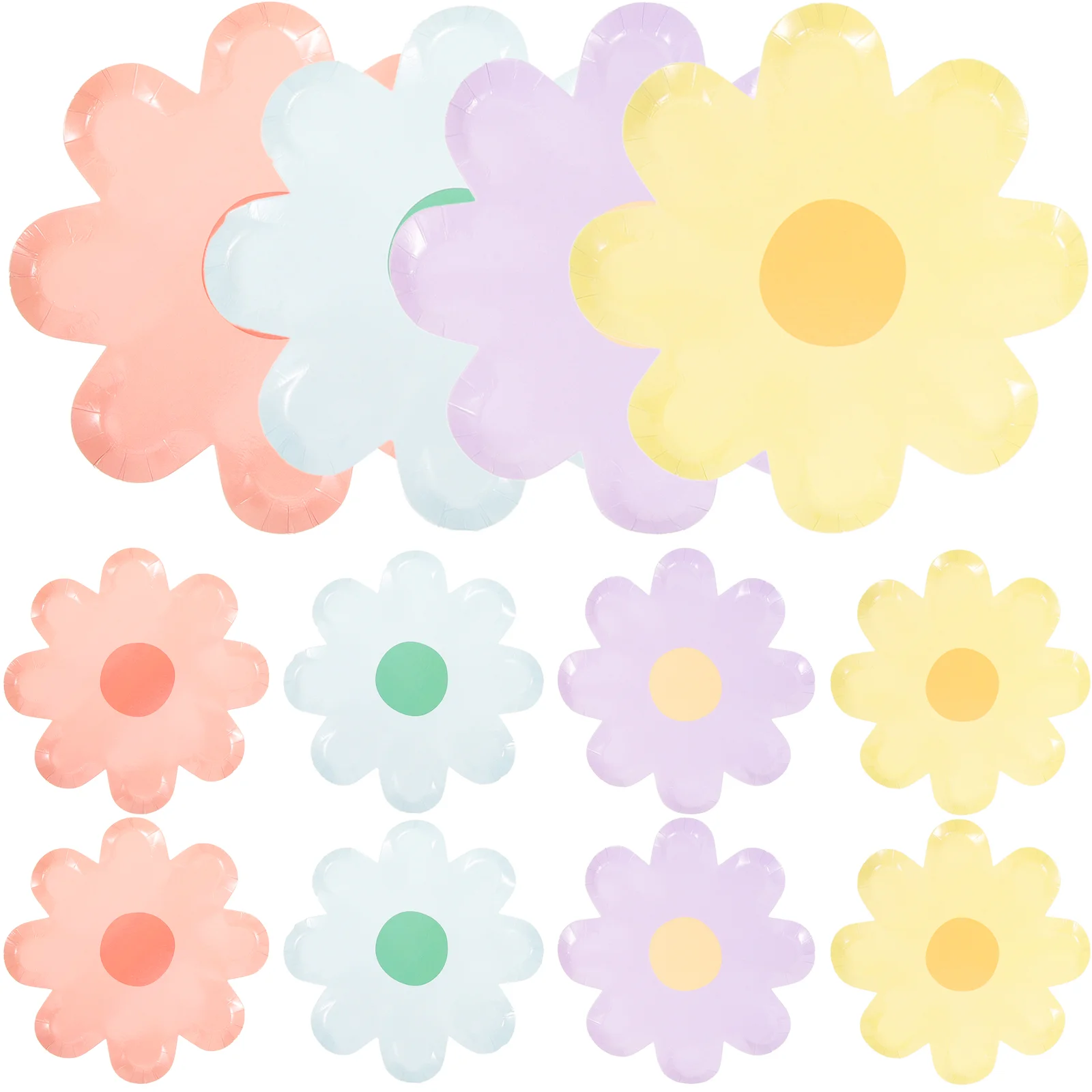 

40 Pcs Flower Plate Paper Dinner Tableware Party Cake Plates Dessert Disposable Little Daisy Dish
