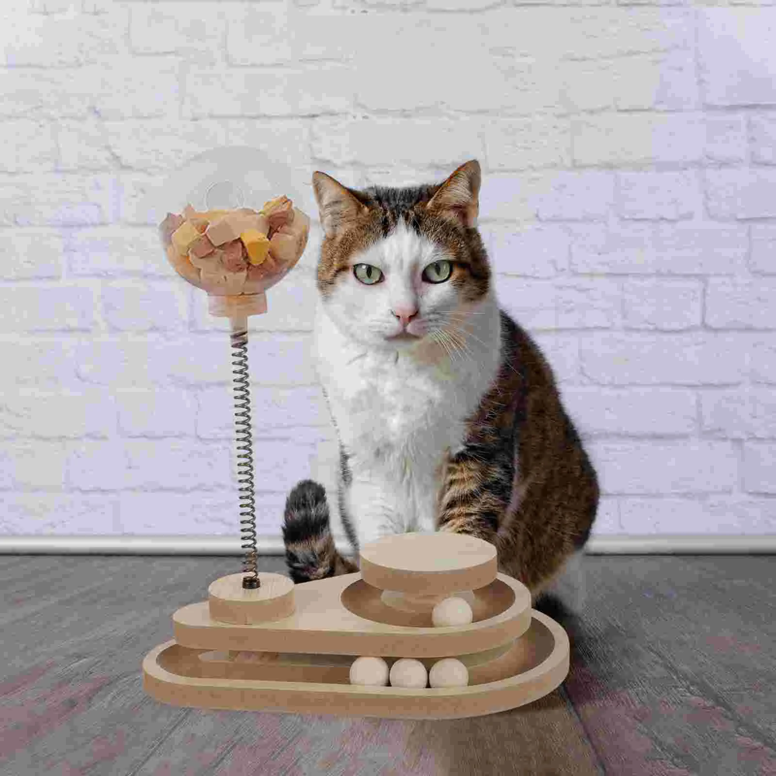 

Leaking Ball Toy Kittles Cat Treats Toys Indoor Cats Interactive Dispenser Tease Teasers Funny Teasing Wooden Spring Springs