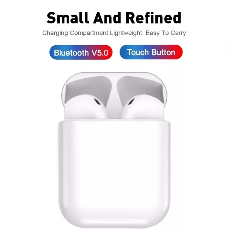 Headset Earphone Bluetooth 5.0 Nirkabel Stereo Earbud In-Ear Asli dengan Kotak Pengisi Daya untuk Ponsel Pintar IPhone Android Xiaomi
