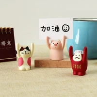 sign up piggy cute animal panda message clip business card holder desktop decoration ornaments resin figurine kawaii room decor