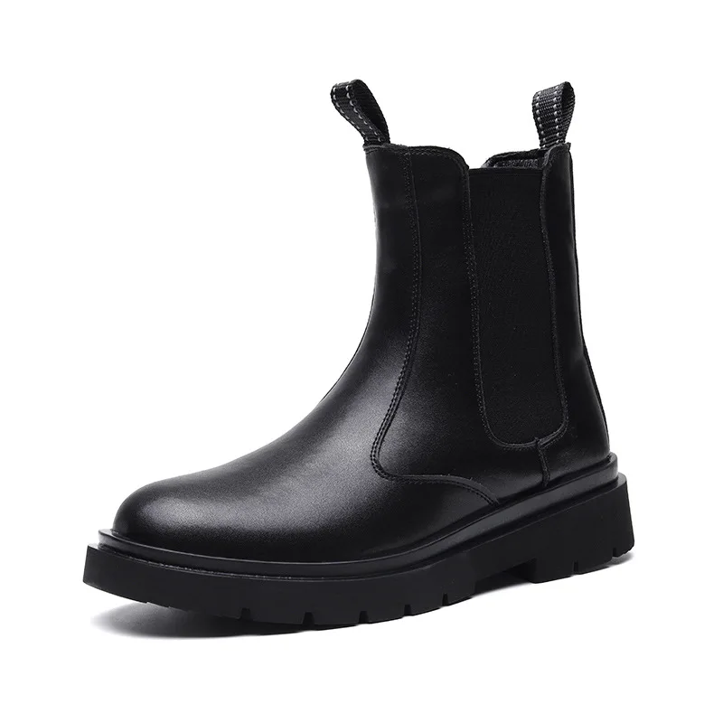 

Ботинки Челси мужские из натуральной кожи, теплые высокие кроссовки, нескользящая обувь, Британская мода, Осень-зима