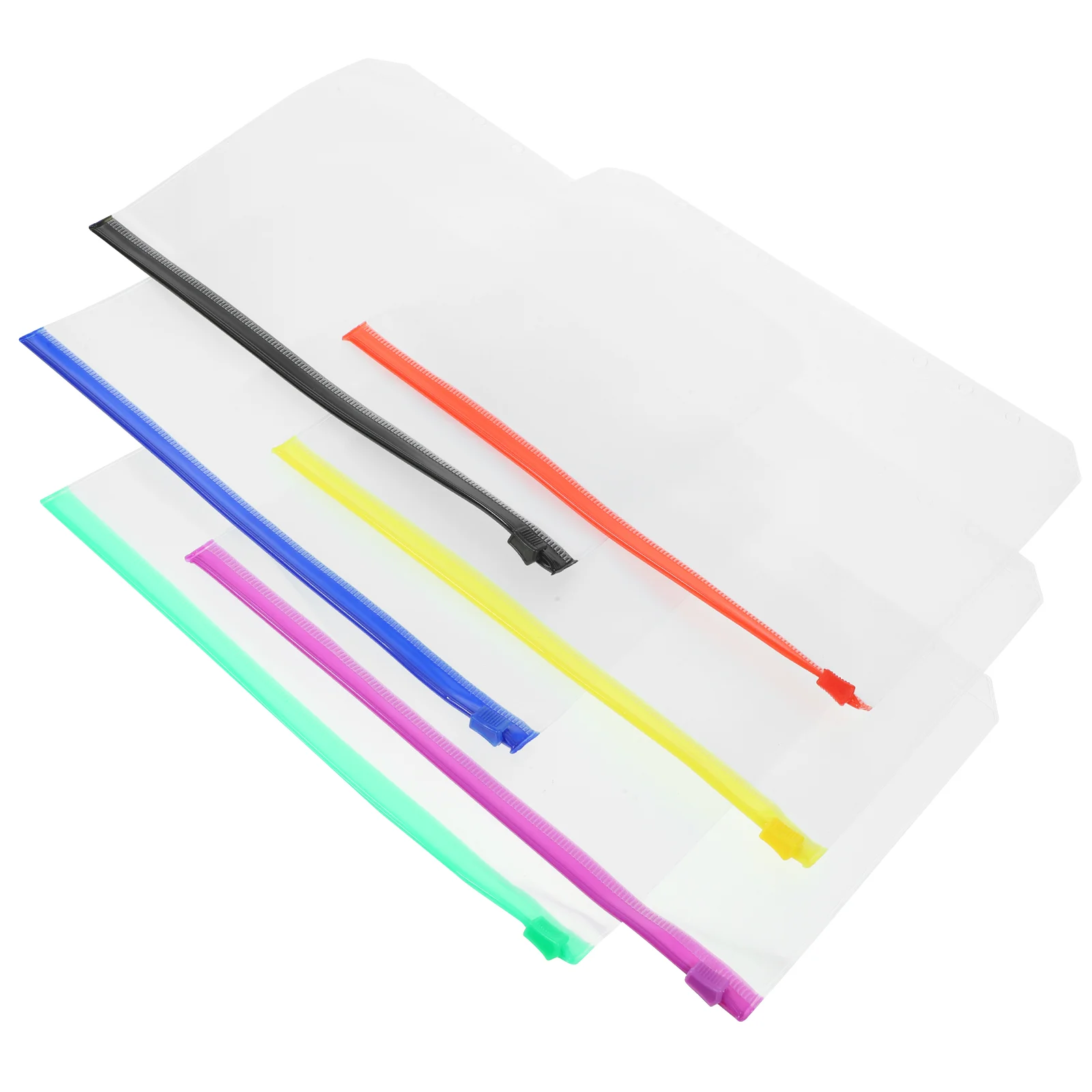 

12 Pcs Notepad Zip Bag Binder Pocket 6-ring Refill Storage Bags Scrapbooking Pvc Zipper Pouch A5 Pockets Clips