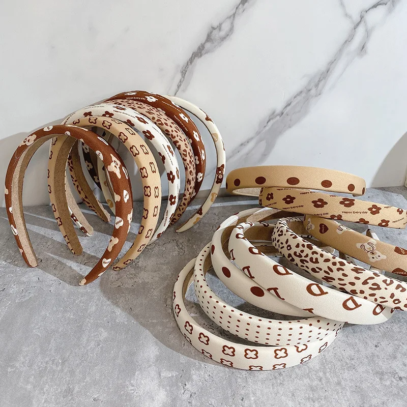 

Vintage Leopard Print Sponge Headband Hair Bands for Women Winter Flower Non-slip Hairband Dot Hair Hoop Hair Accessories