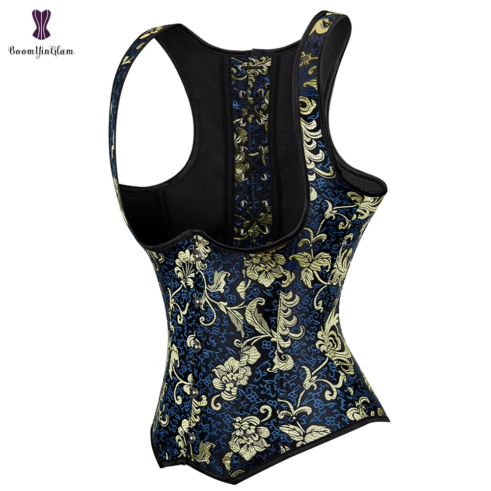 

Sexy Gothic Body Shaper Underbust Corset Embroidery Vintage Jacquard Waist Cincher Corsets Straps Vest Bustier Lingerie Top