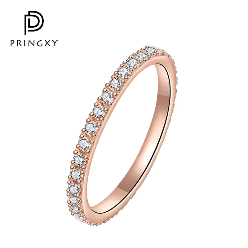 

PRINGXY Fashion Wedding Rings 100% Sterling Silver Full Diamond Cubic Zircon Rings Women's Dinner Engagement Jewelry Accessories
