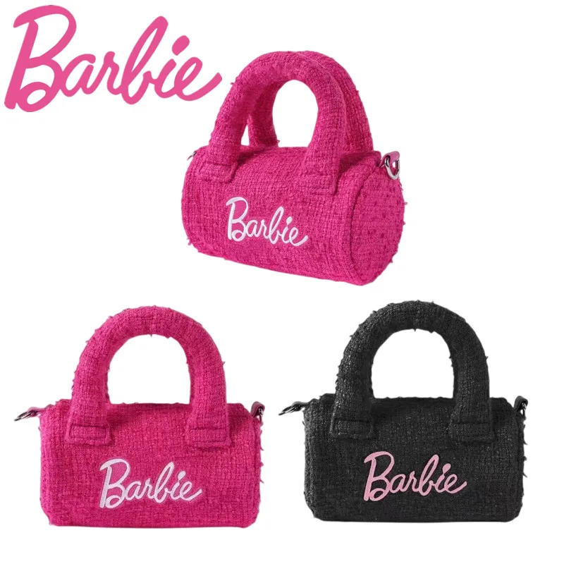 Barbie X-Bolso de mano cilíndrico con diseño de nicho para niñas, bolsa de mano pequeña con fragancia, para compras, otoño e invierno, 2022