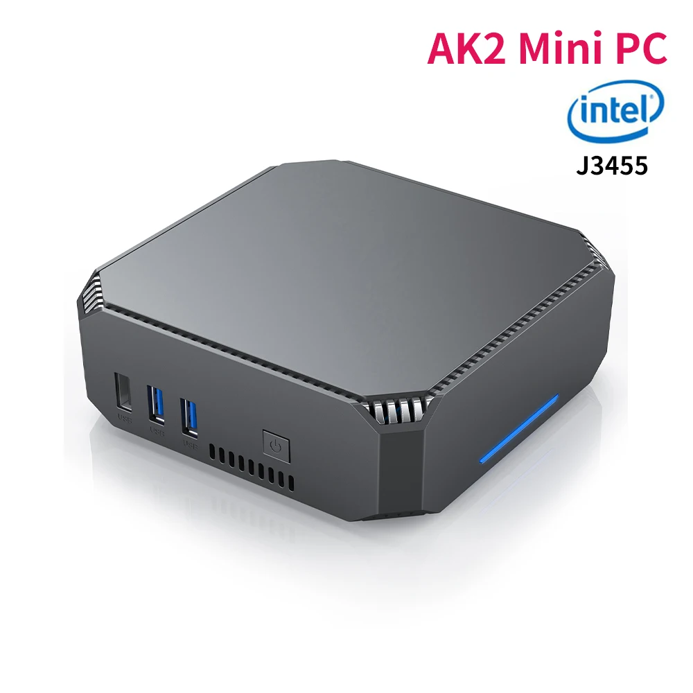 AK2 Mini PC  Windows 10 Pro Intel Celeron J3455 DDR3 8GB 128GB SSD 2.4G 5G Dual Band WiFi BT 4.2 Gamer Office Computer MINI PC