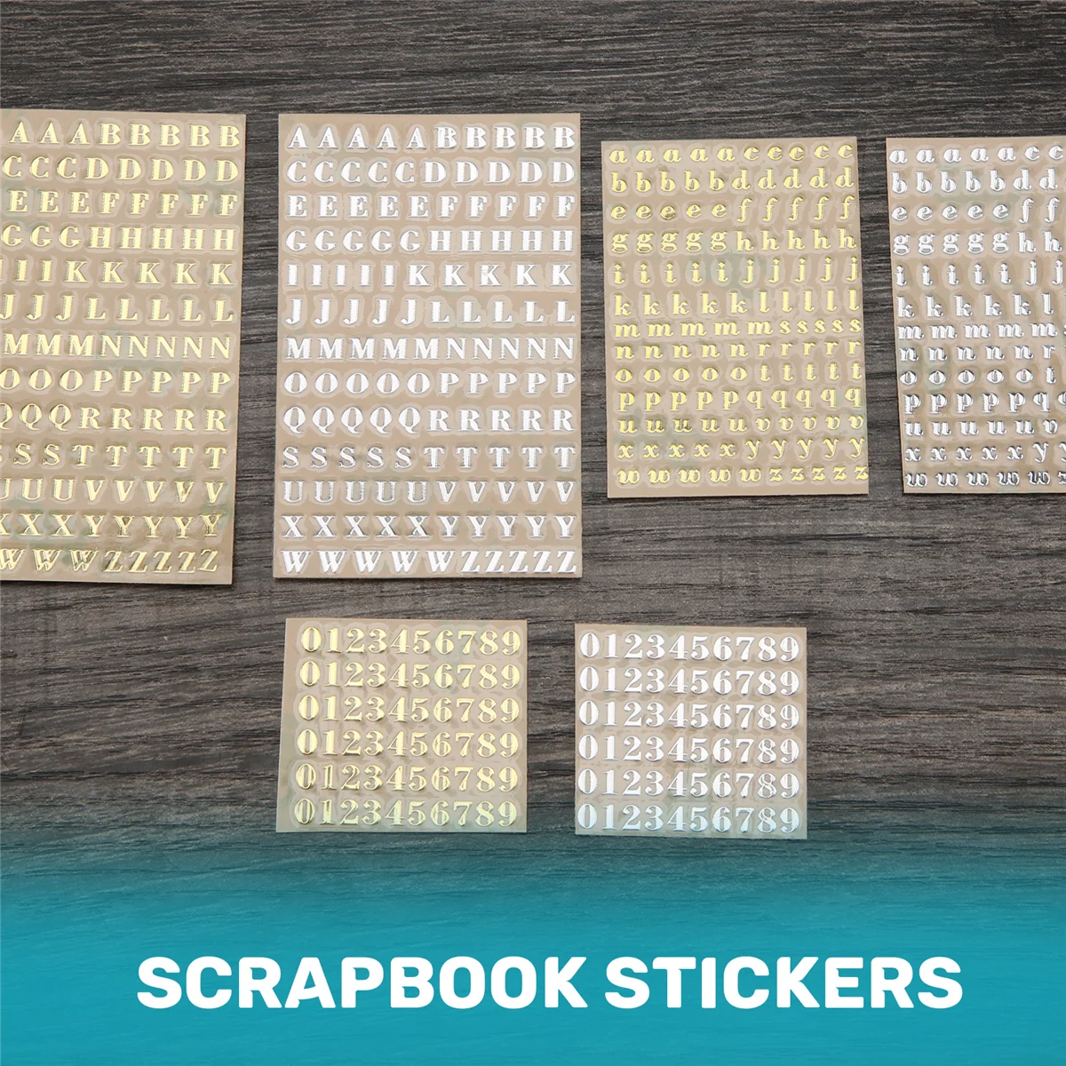 6 листов маленьких 0 12-дюймовых наклеек с буквами алфавита блестящие