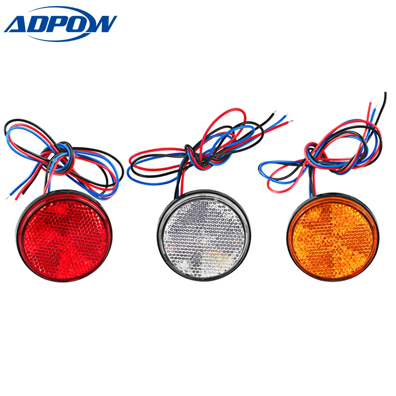 

1pcs 12V Round Motorcycle Tail Lights Rear Bumper Reflector LED Motor External Light Brake Stop Marker Lamp For Car Motor Truck