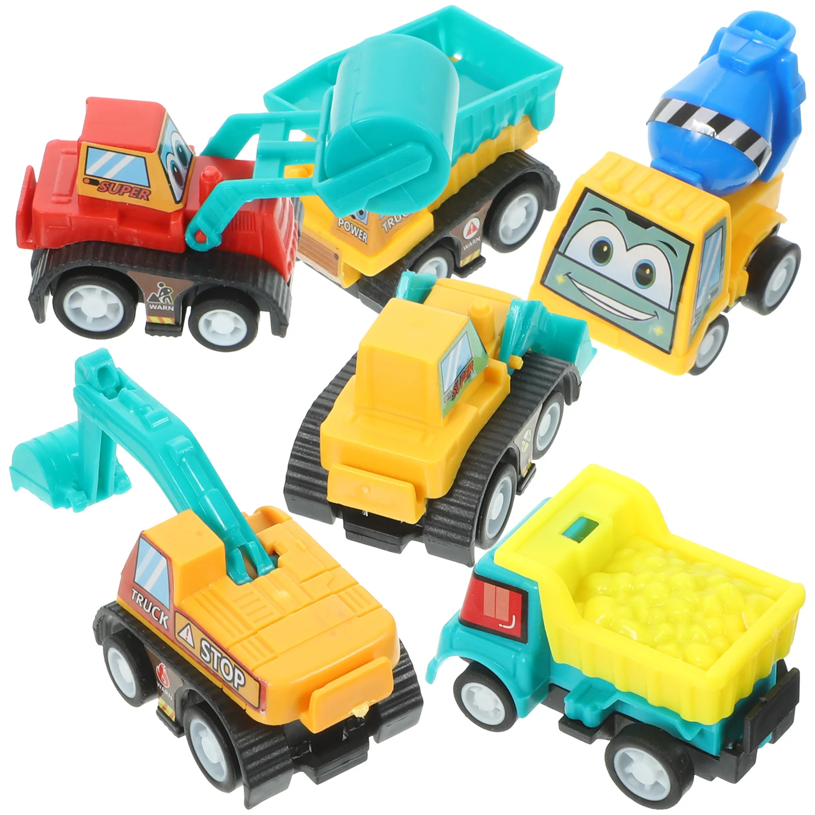 

6 Pcs Cartoon Baby Push Construction Toy Infant Kids Toys Toddler Inertial Small Vehicles Miniature Pull Back Cars Boy