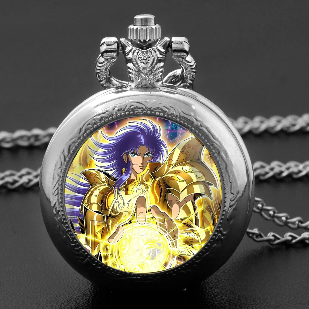 Дизайн Saint Seiya стеклянный купол арабские цифры кварцевые карманные часы ожерелье