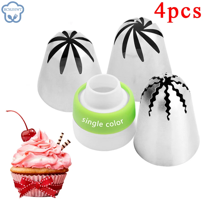

1-4pcs Large Size Stainless Steel Pastry Nozzle Set Icing Piping Nozzle Baking Pastry Tips Cupcake Cake Decorating Tools