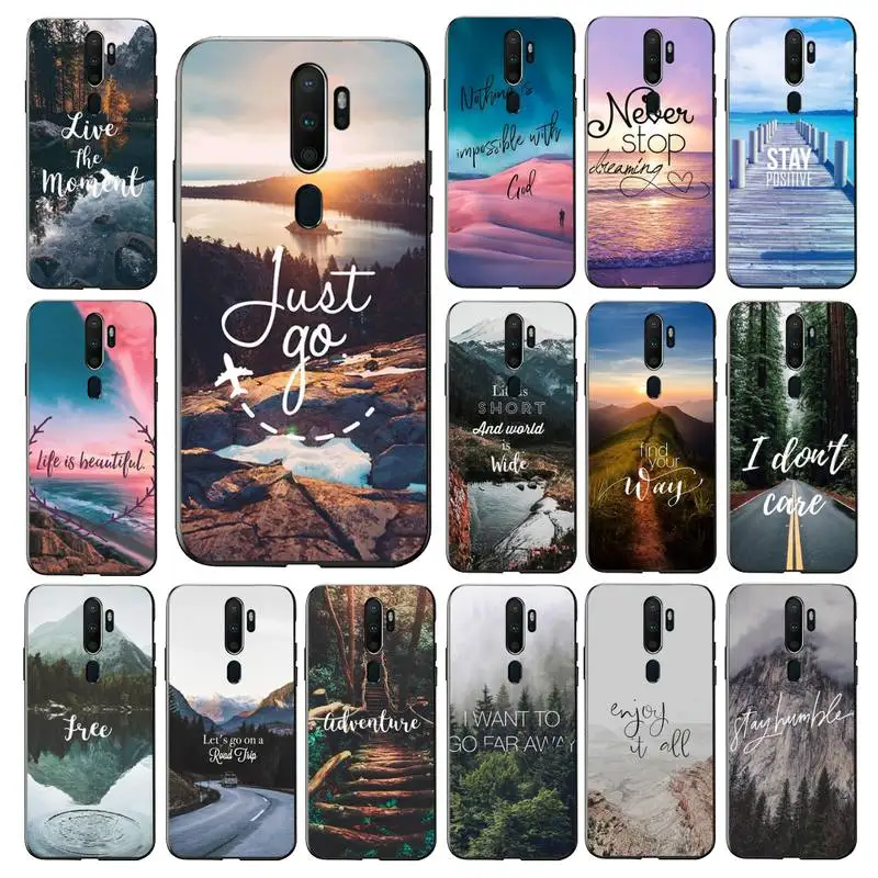 

FHNBLJ Travel Forest Mountain Sea Beach Phone Case for Vivo Y91C Y11 17 19 17 67 81 Oppo A9 2020 Realme c3