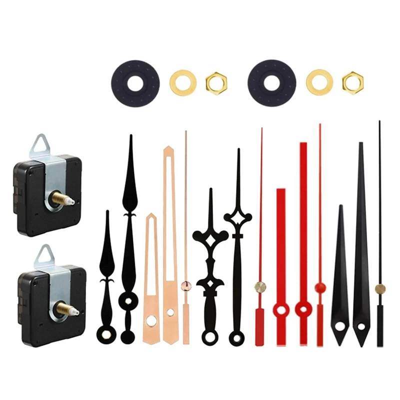 

Комплект бесшумных кварцевых часов «сделай сам» 2 шт., механизм движения с 5 разными стрелками, запчасти для ремонта настенных часов, замена