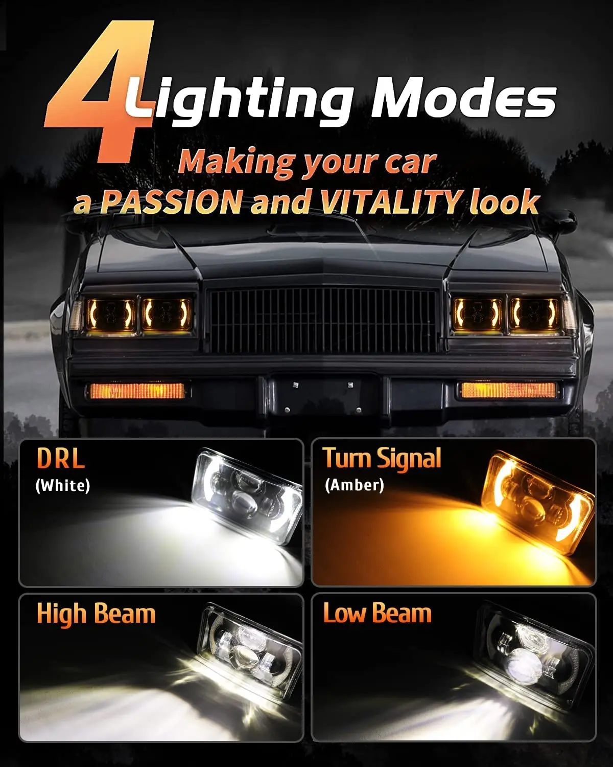 80 Вт Высокоинтенсивные Фары В Сборе 4x6 Дюймов Двухлучевые Лампы H4 Для