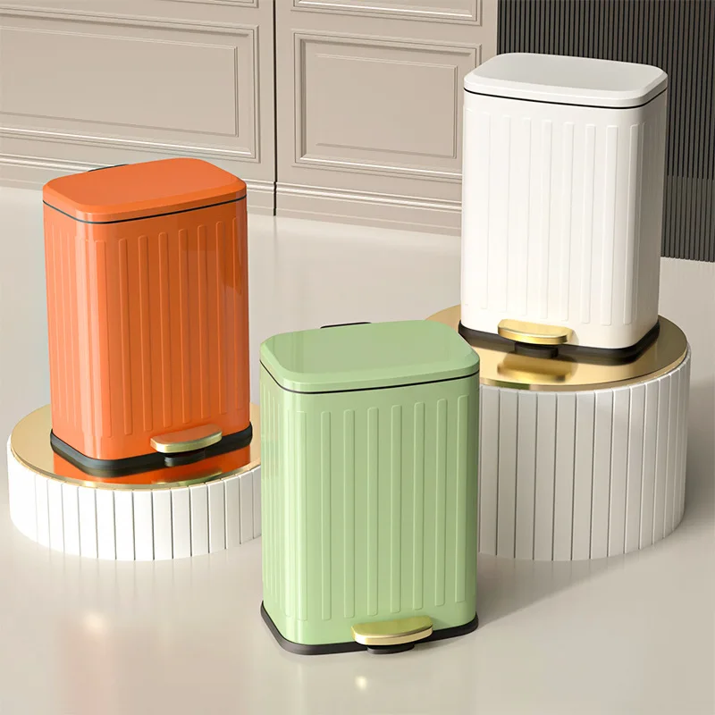 

Trash can household living room with cover foot type silent bathroom foot kitchen modern light luxury style high-end simple styl