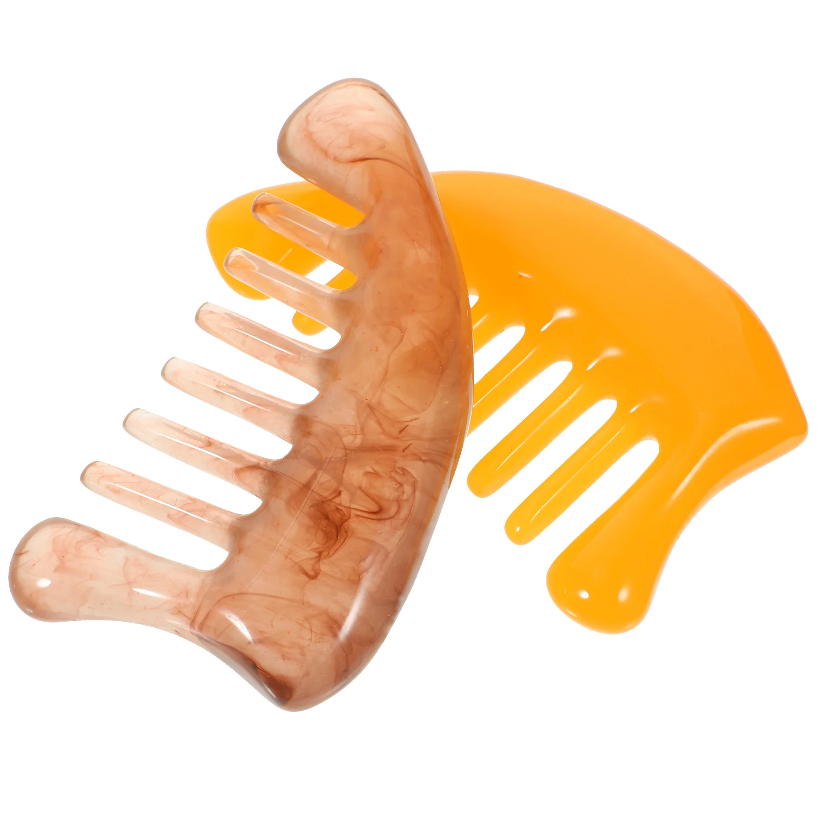 

Hair Comb 2 Scraping Stone Comb Natural Stone Scalp Scrubber for Scalp Trigger Point Treatment ( Yellow, Coffee )