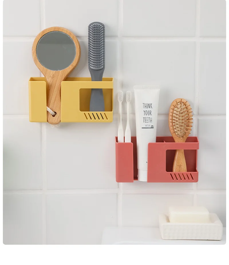 

Multifunctional Wall-mounted Storage Box Punch-free Mobile Phone Remote Control Storage Rack Bathroom Wall Debris Storage Rack