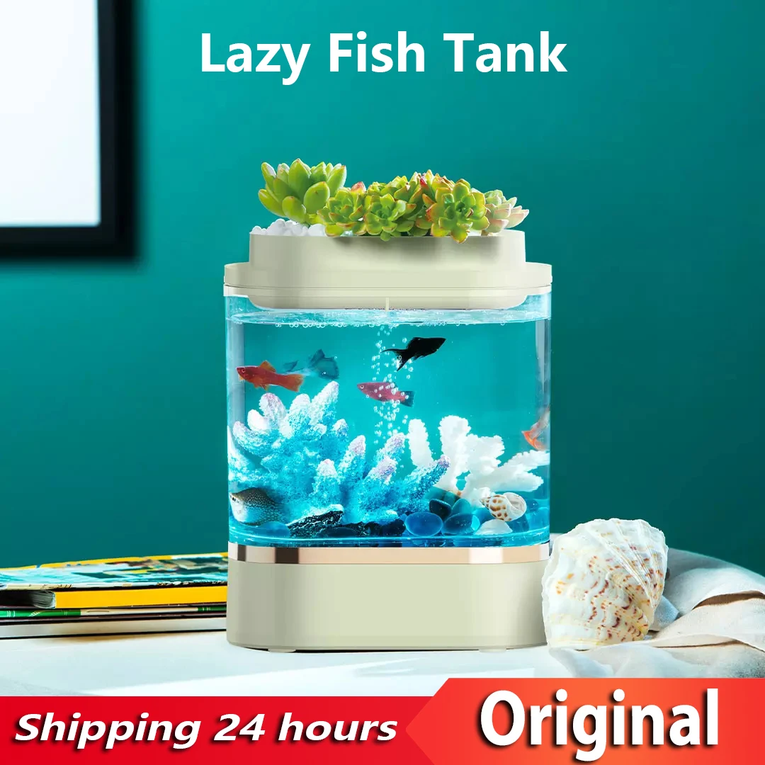 

YOUPIN Geometry Mini Lazy Fish Tank USB Charging Self-cleaning Aquarium with 7 Colors LED Light Home office Aquarium