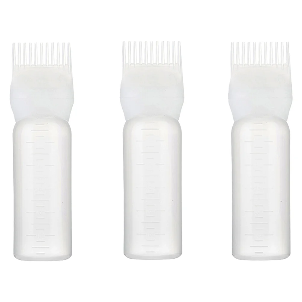

3pcs Hairdressing Bottle Root Comb Applicator Bottle Hair Coloring Bottle with Graduated Scale Hair Dyeing Comb Tool for Home
