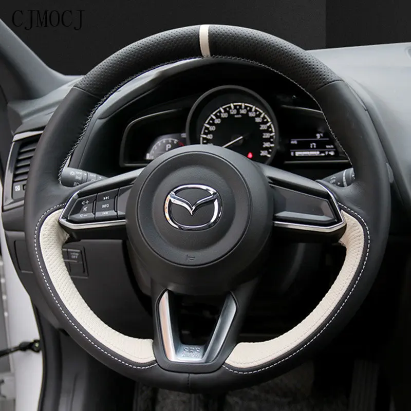 

DIY Hand-Stitched Suede Leather Steering Wheel Cover for Mazda 3/6 Atenza CX-5 CX-4 CX-7 Interior Auto Car Accessories