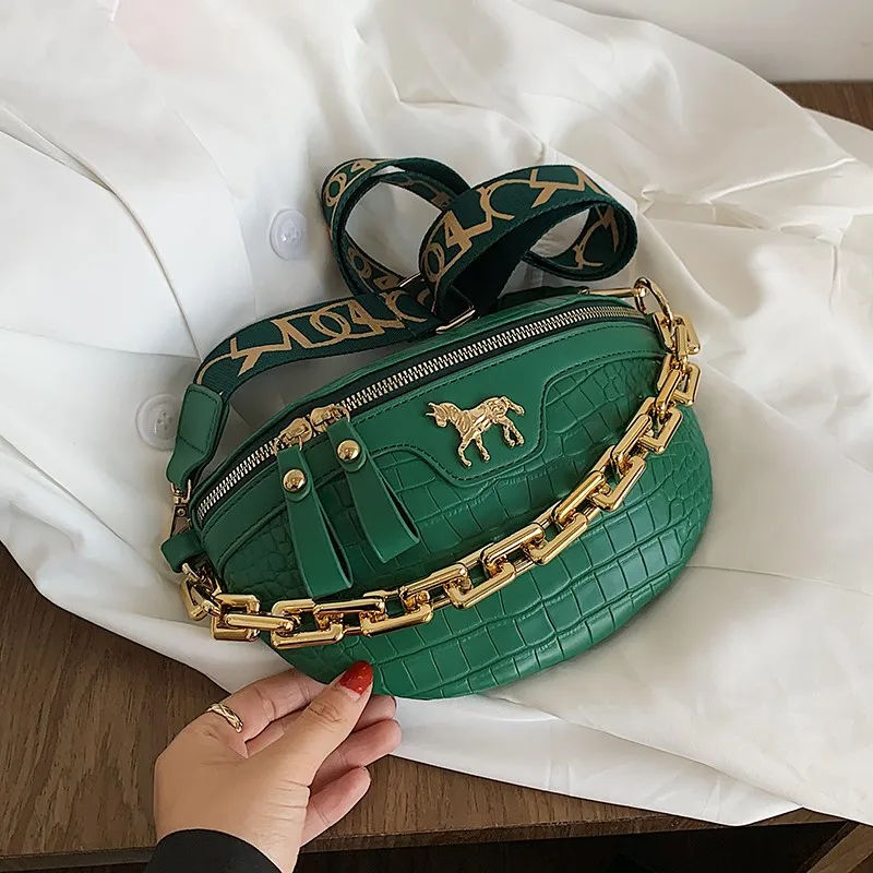 New Chain Fanny Pack Women Luxury Brand Chest Pack Mini Female Belt Bags Leather Waist Bag Fashion Ladies Shoulder Crossbody Bag