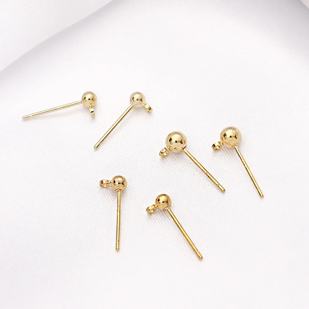 10 шт. / партия медь 18K позолоченные гвозди серьги колонны соединители для сережек