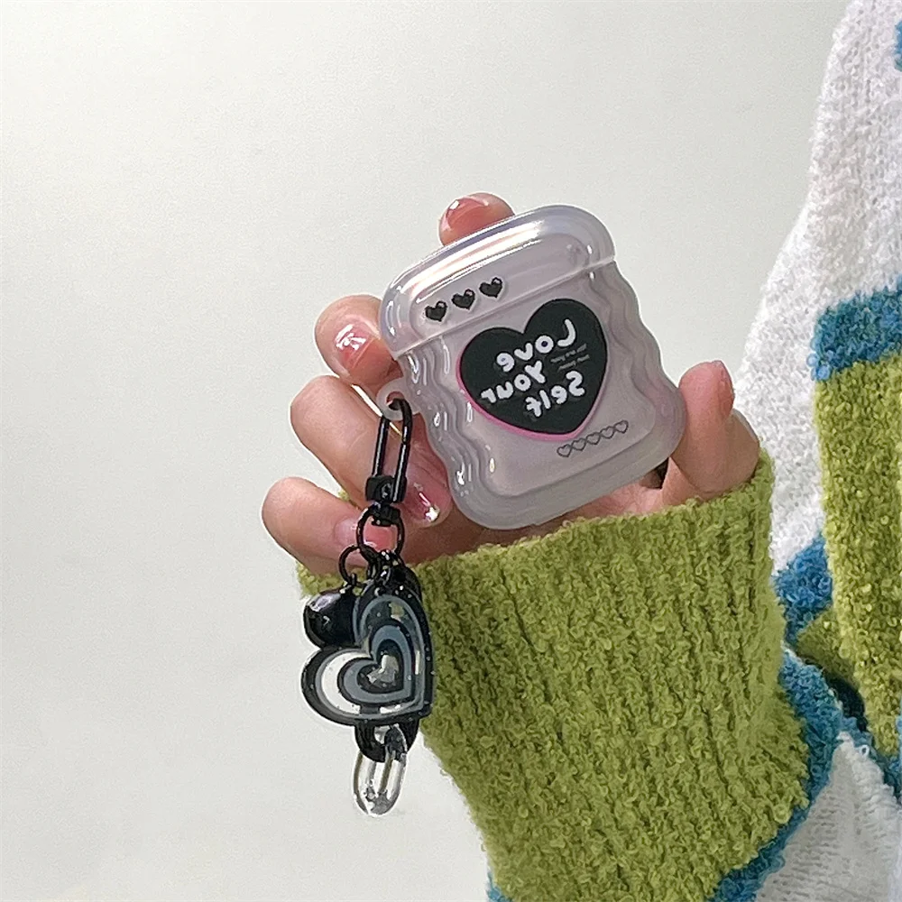 

Чехол с подвеской в виде сердца для Airpods 3 в Корейском стиле, чехол для наушников Airpods 2 3 Pro, чехол с зарядным устройством, Мягкий беспроводной ...