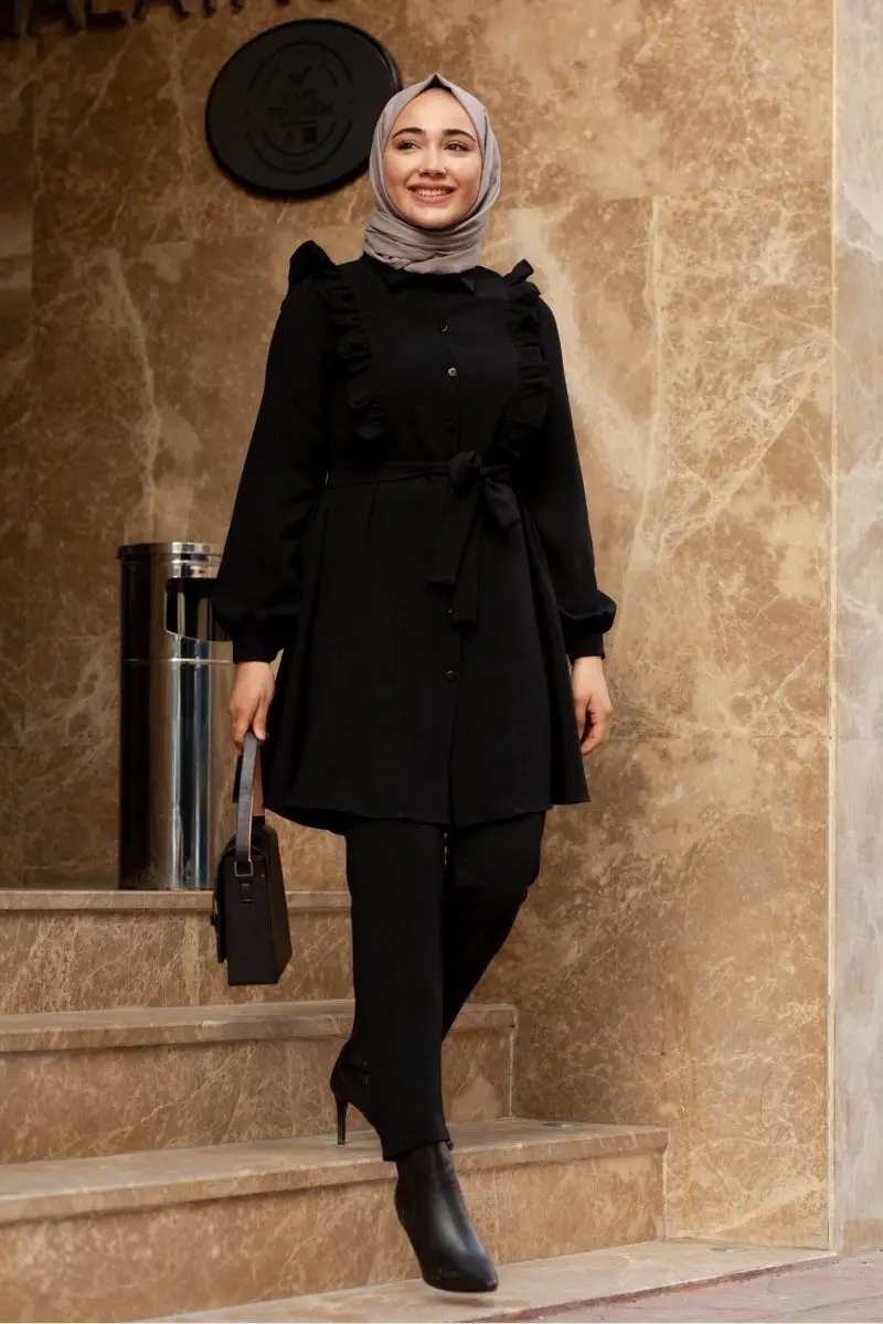 Женский хиджаб черный костюм мусульманская Мода Турецкая Марокканская Женская