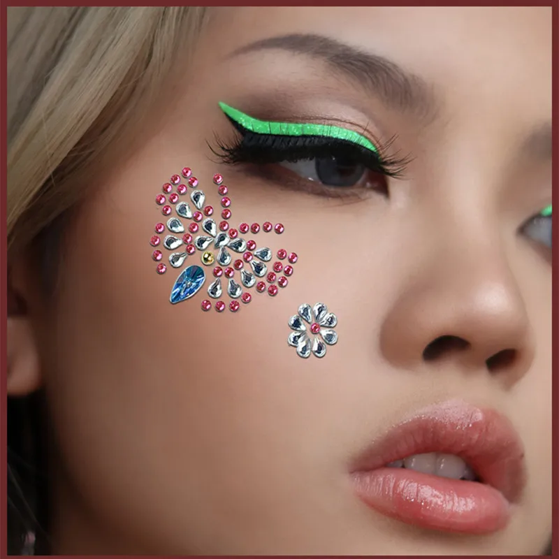 

Rhinestone Face Makeup Tattoo Sticker Stage Performance Disposable Makeup Acrylic Diamond Crystal Facial Tear Eye Makeup Sticker