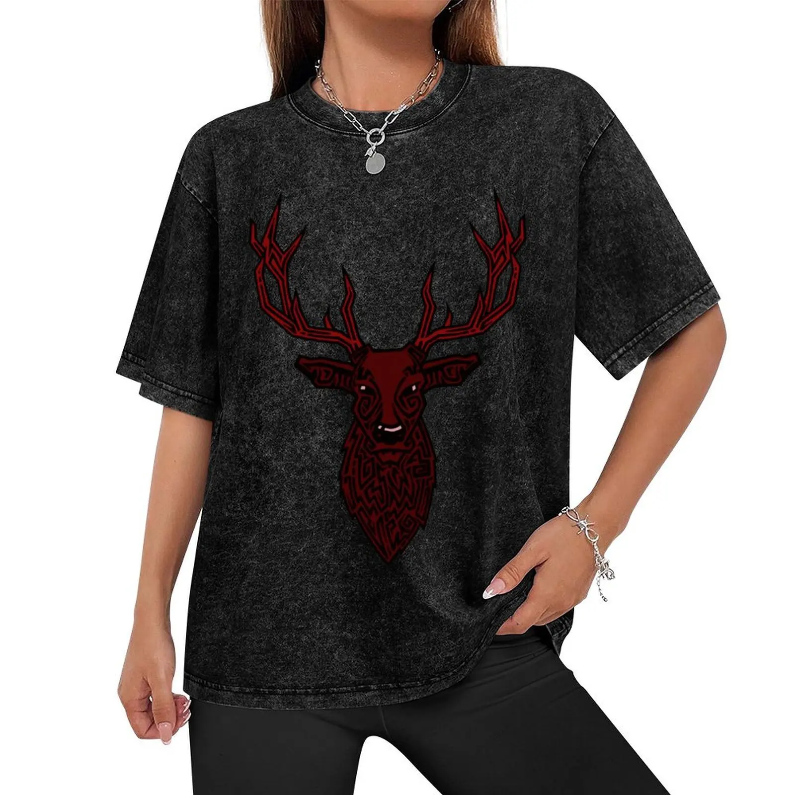 Cernunnos рогатый бог stag King шаман рогатая змея луна переплетенная футболка одежда в