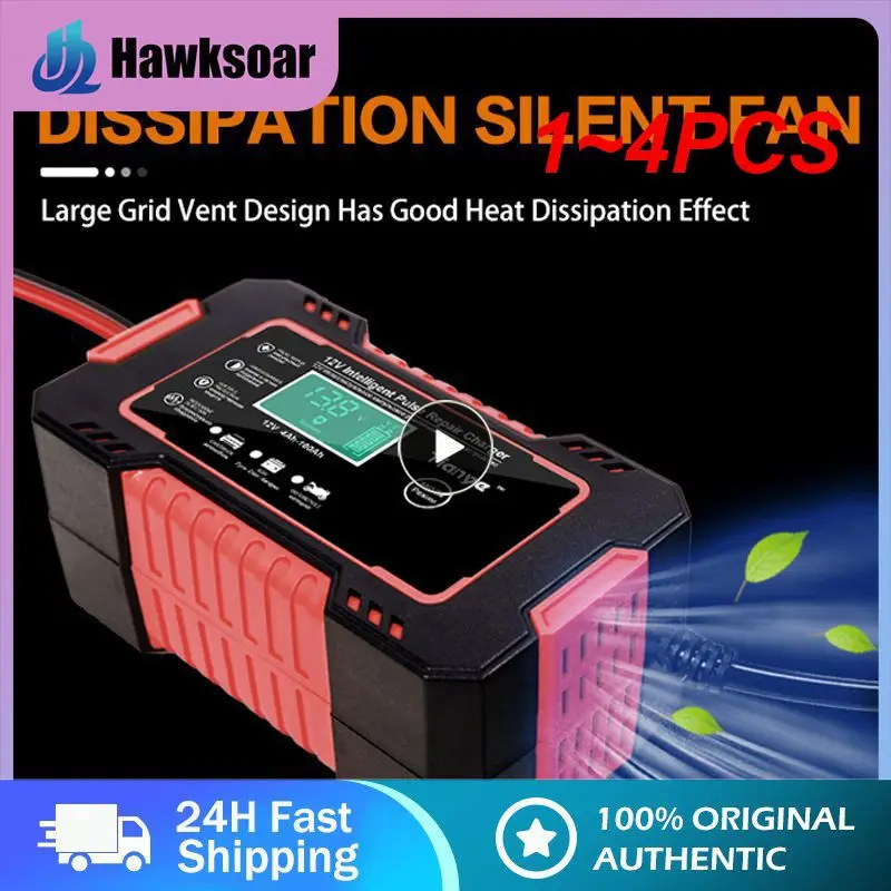 

1~4PCS Full Automatic Car Battery Charger 12V Digital Display Battery Charger Power Puls Repair Chargers Wet Dry Lead Acid