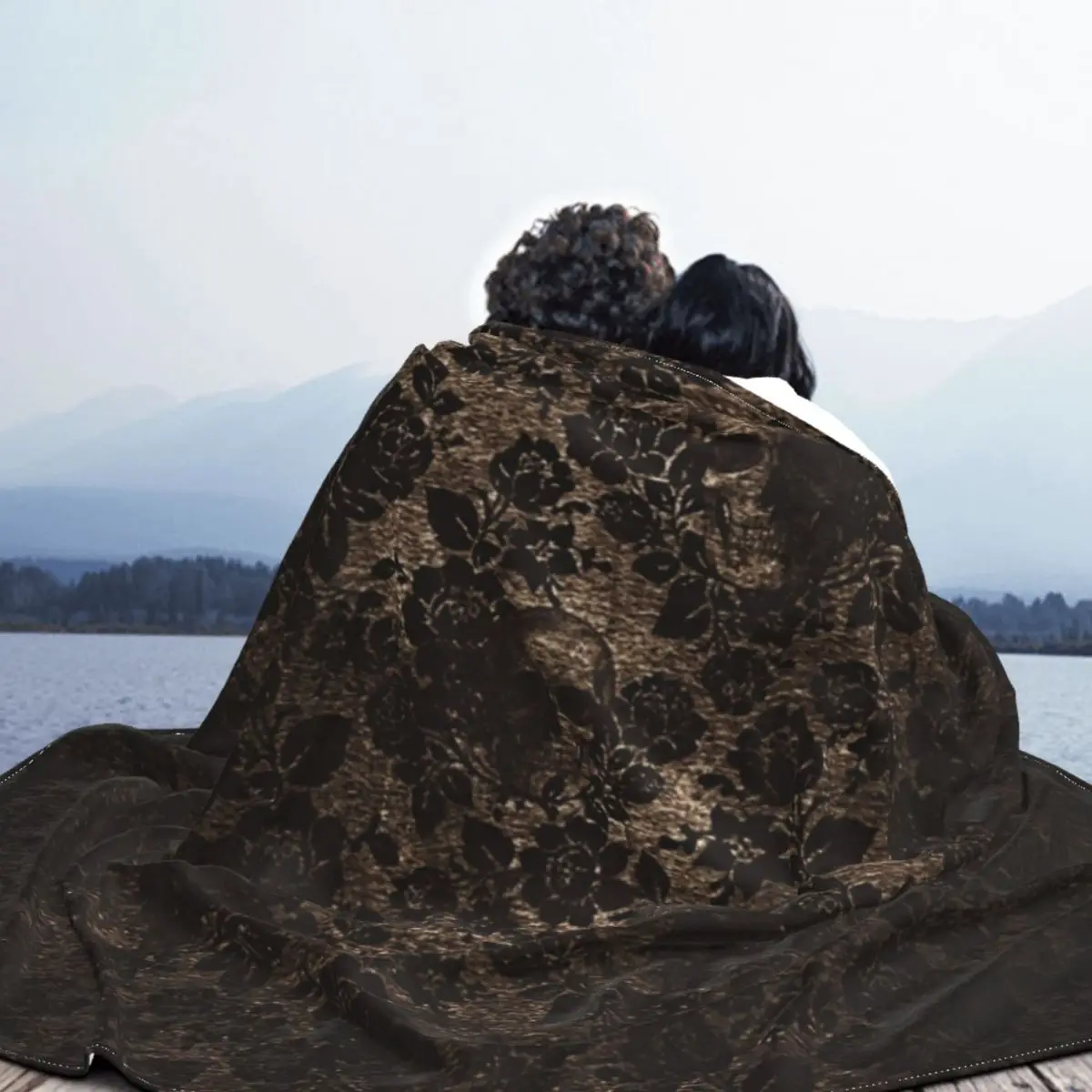 Флисовое одеяло с черепом и Дамасским узором супермягкое покрывало в стиле ретро