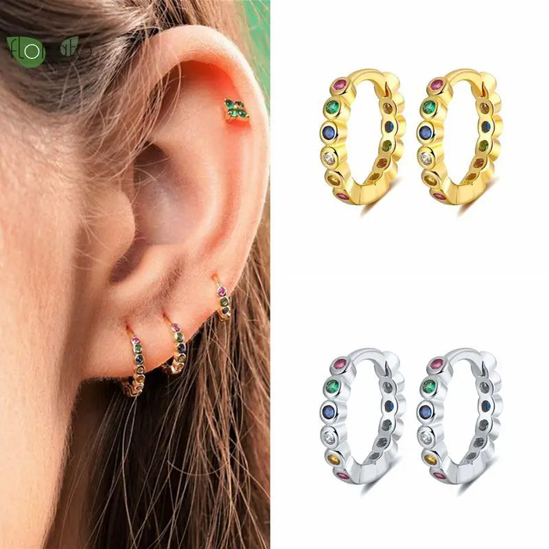 

Yuxintome 925 Sterling Silver Colorful Zircon Hoop Earrings Simple Fashion Women's Earrings Luxury Party Jewelry for Women