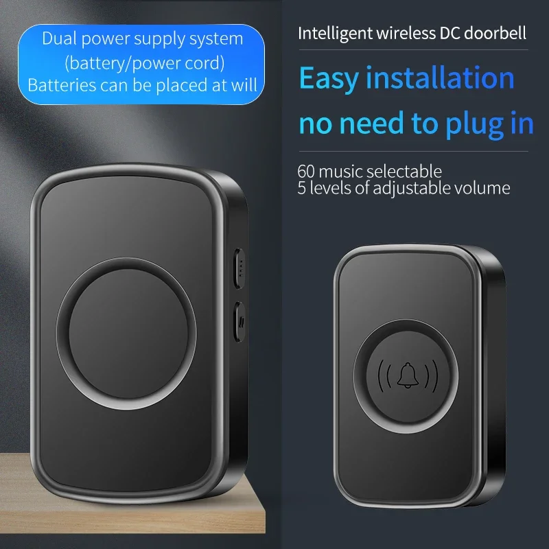 Беспроводной дверной звонок CACAZI 1000 футов на батарейках 5 громкостей