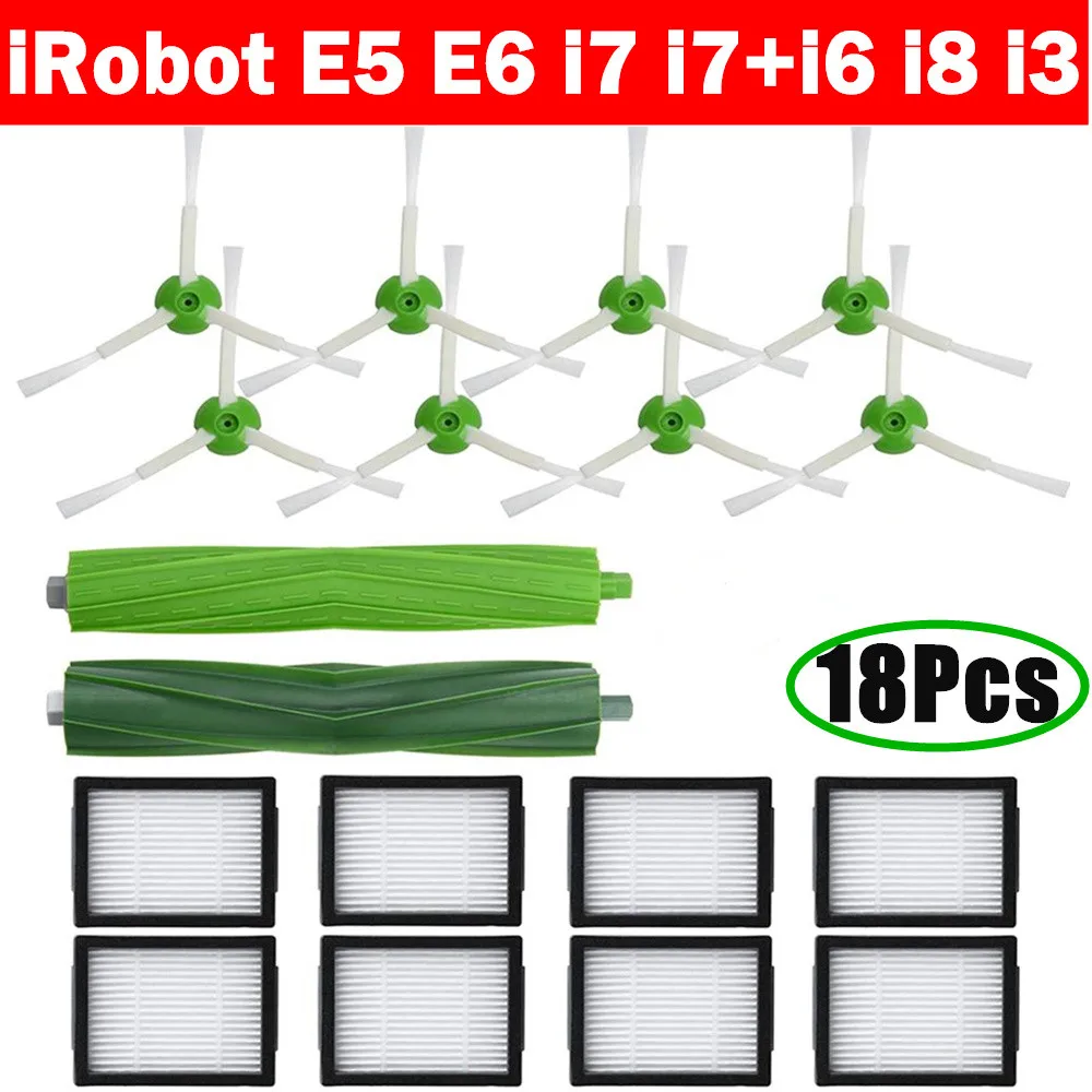 

Запасные части для робота-пылесоса iRobot Roomba i7 E5 E6 i3, сменные детали, аксессуары, Hepa фильтр, мешочек для пыли, рулон щеток