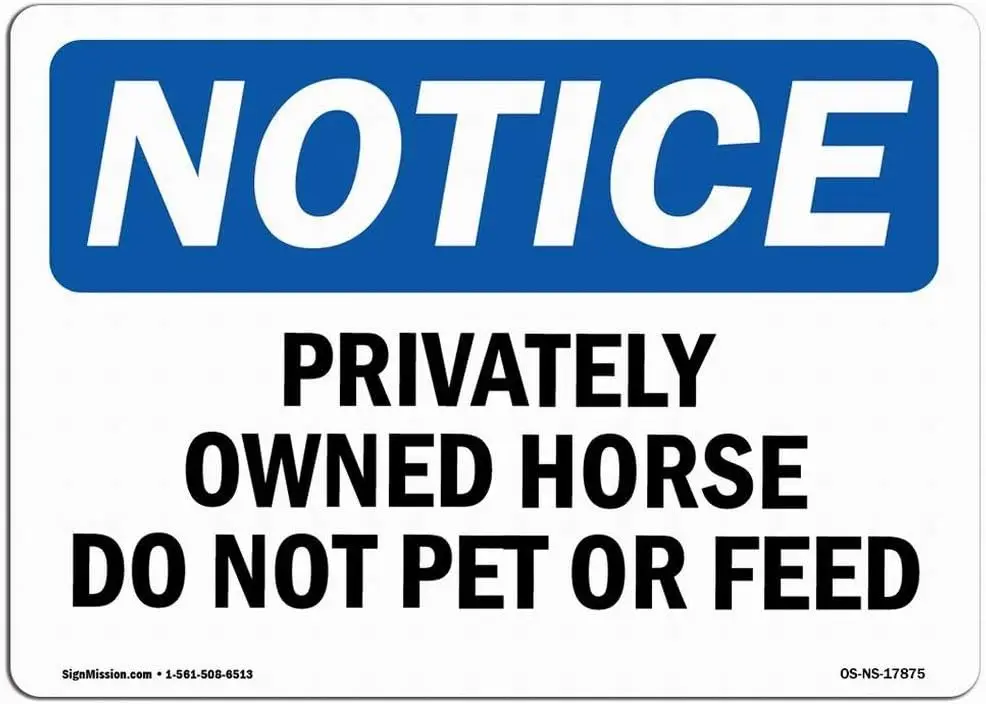 OSH Notce Sgn - София собственная лошадь Do Not Pet Or Feed re Tn Metl Sgns Sfety 8x12 Street Rod Wrnng Wll Decor