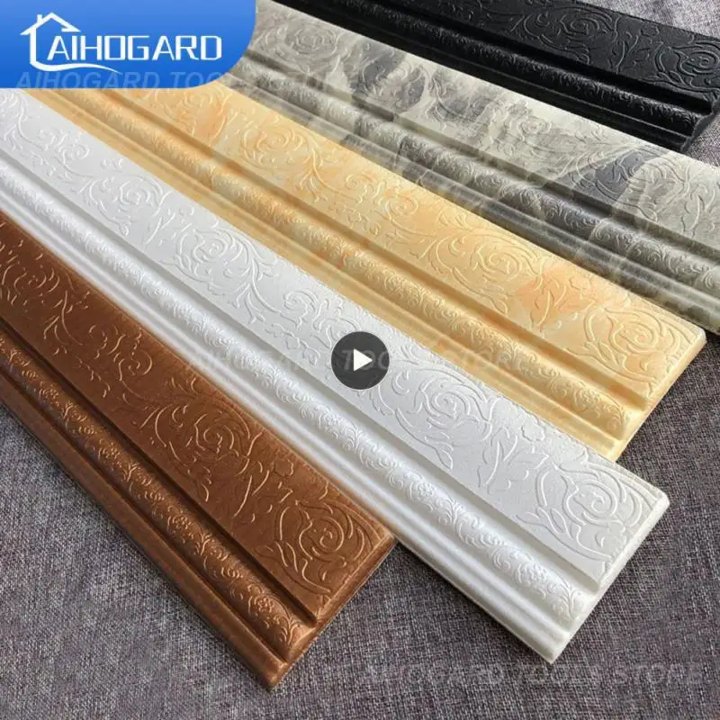 

3D Wall Trim Line Skirting Border Self Adhesive Waterproof Baseboard Wallpaper Wall Corner Sticker For Home Decoration