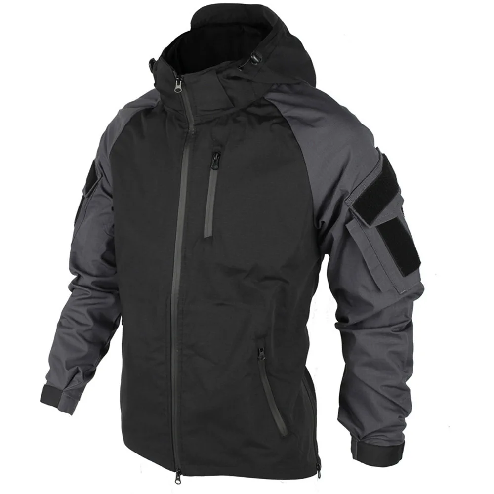

Color Block Hooded Zipper Winter Men's Jacket Outdoor Camping Mountaineering Jacket Black Regular Windbreaker Fashions Clothes