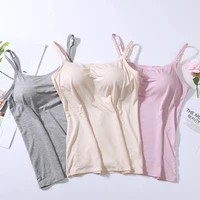 women padded soft casual bra tank top spaghetti solid push up cami top vest female camisole bra cami tank with built in bra