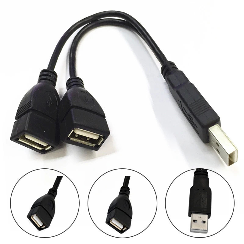 

1 Male Plug To 2 Female Socket USB 2.0 Extension Line Y Data Cable Power Adapter Converter Splitter USB 2.0 Cable