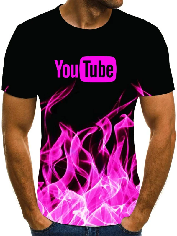 

Летняя мужская брендовая 3D футболка YouTube, мужская и женская модная 3D футболка с коротким рукавом, Милая футболка в стиле Харадзюку, хип-хоп