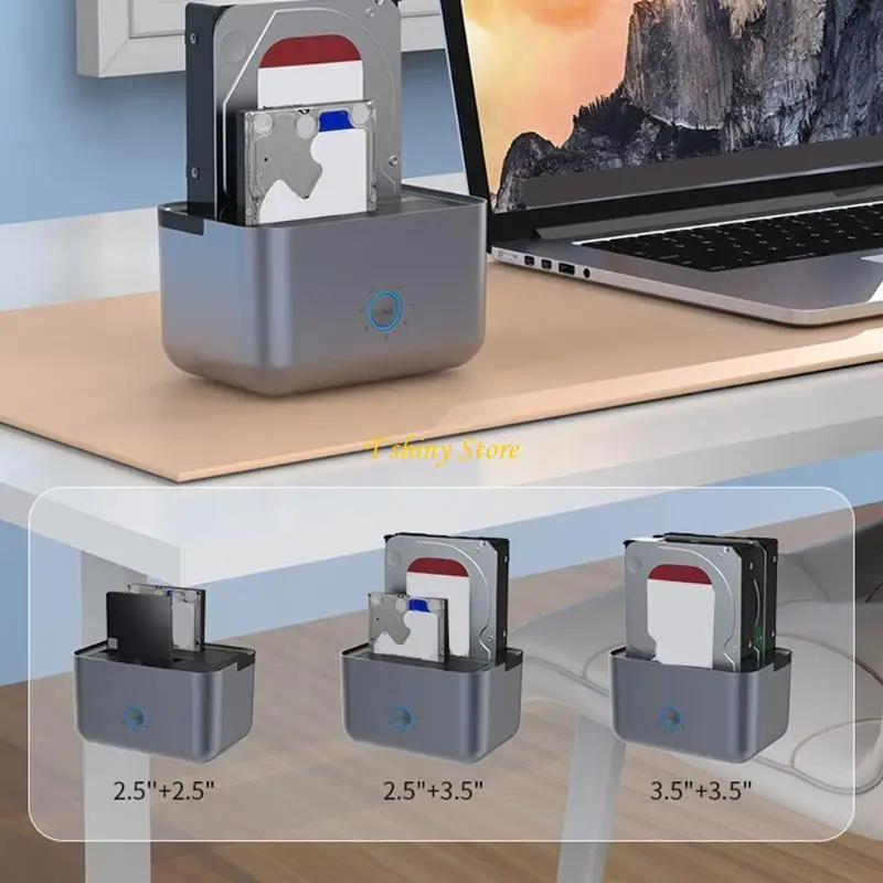 Фото N58F USB Type C SATA2.5IN и 3,5 дюйма Double Bay Do Drip Docking станции до 6 Гбит / с №2