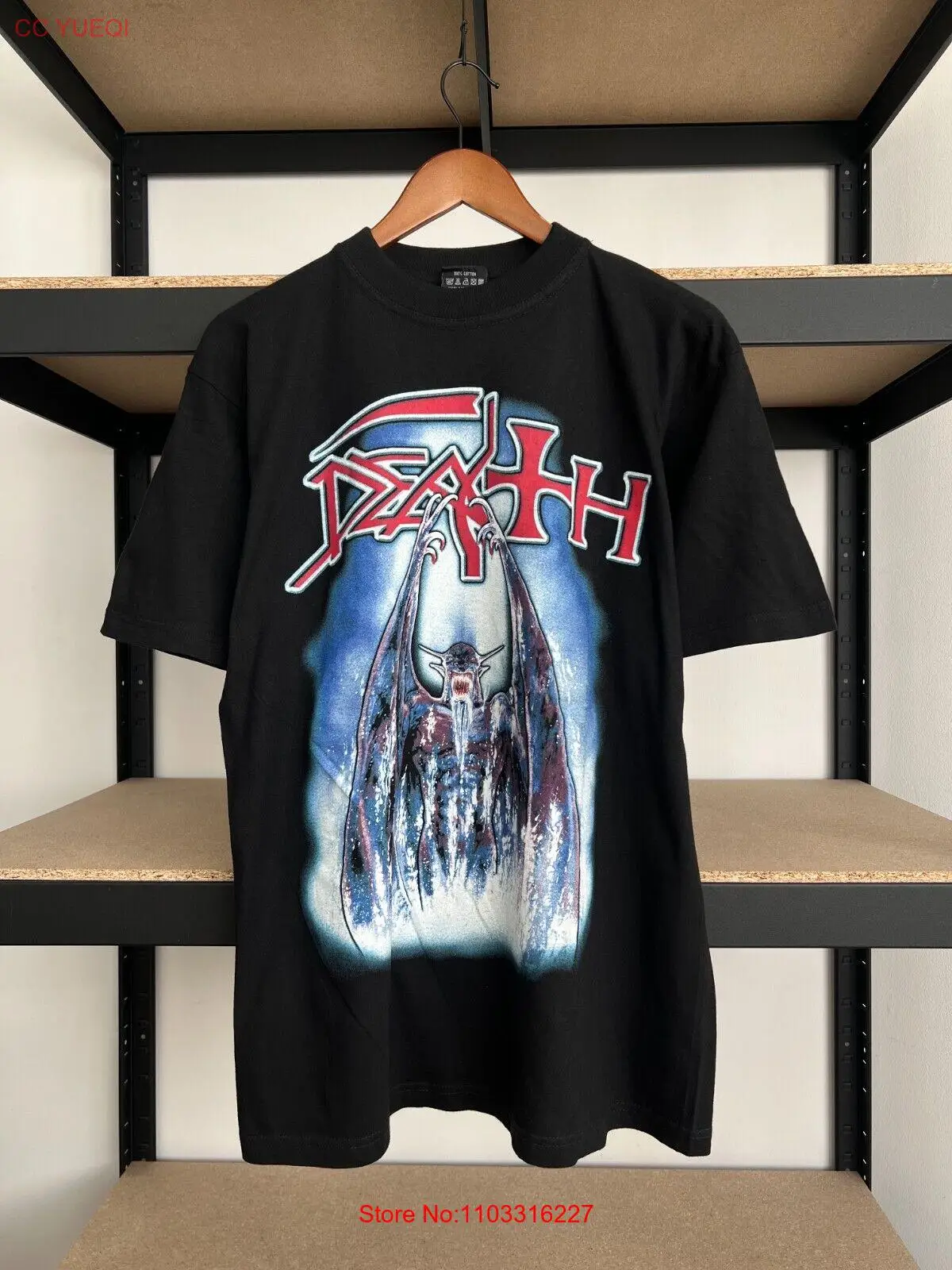 Винтажная черная футболка 1920-х годов с изображением группы Death Metal Band Sz L